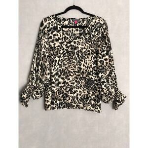 Vince Camuto Floral Top Women's Medium Falling for  Natural Taupe NEW